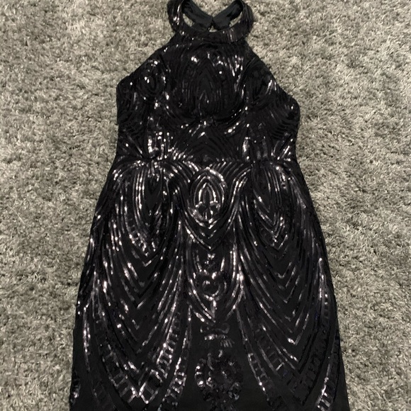 Lulus Catch Me There Black Sequin Halter Dress - Picture 8 of 13